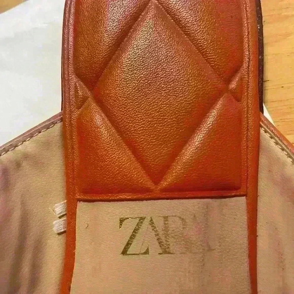 ZARA Burnt Orange Square Toe Slip On Mules - Picture 5 of 7